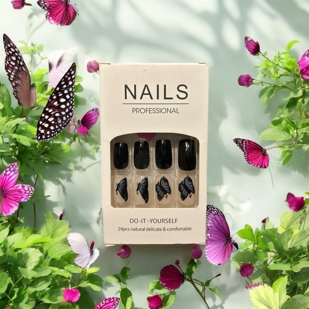 5️⃣Press On Nails Set | Butterfly Design Or 5/25